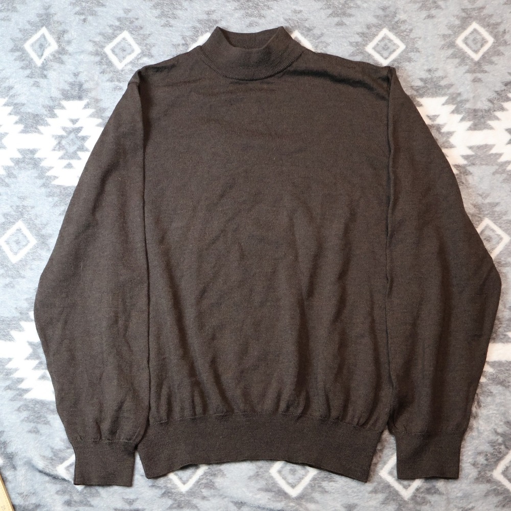 Nordstrom Italy Extra Fine Merino Wool Mock Neck Sweater Brown Mens Large
